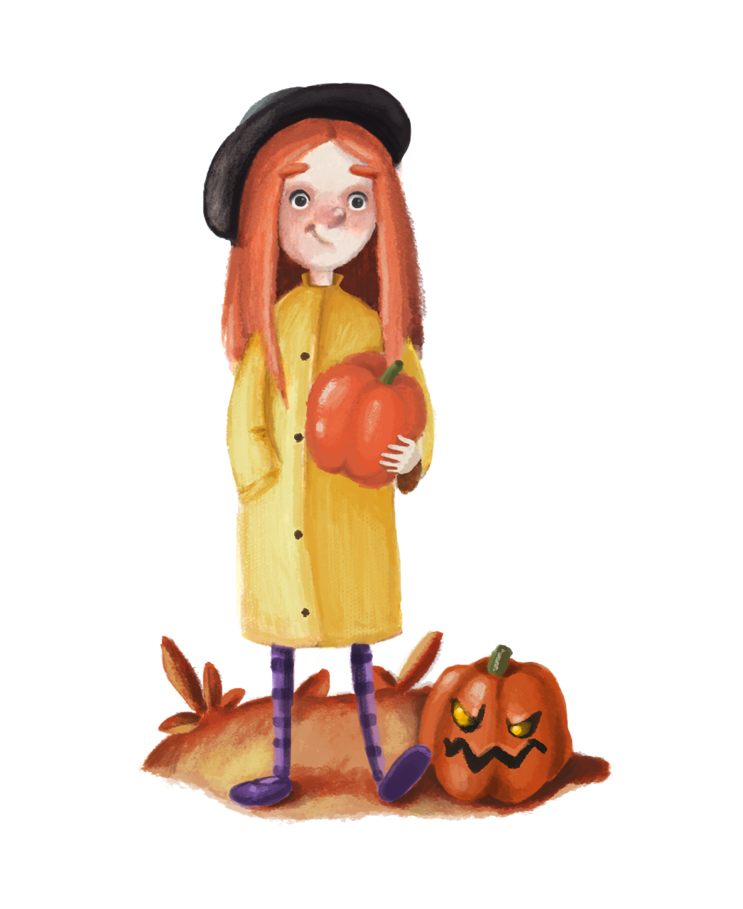Girl with pumpkin
