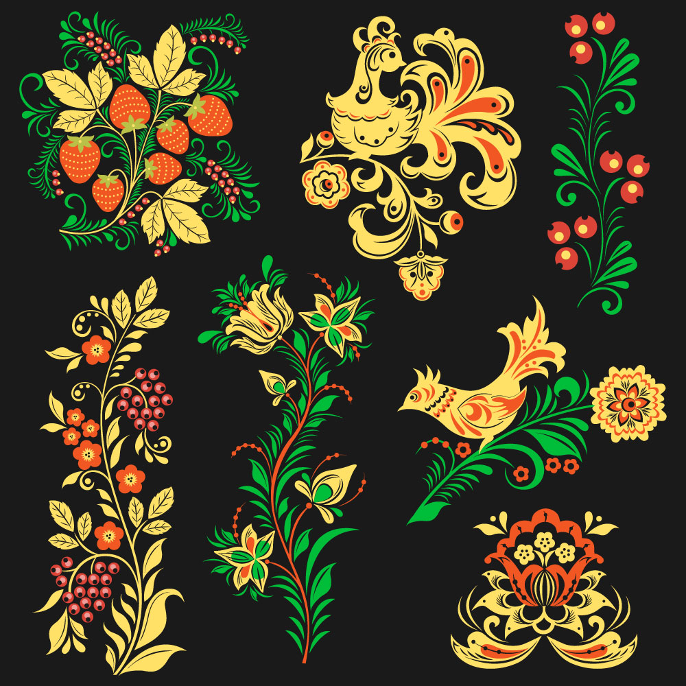 Khokhloma flat set