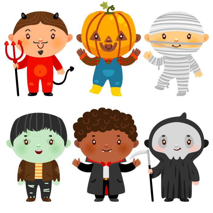 Halloween boys of different nationalities