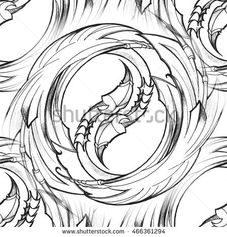 Stock photo fantastic abstract pattern dragon sign symbol drawing on textured paper hand illustration 466361294