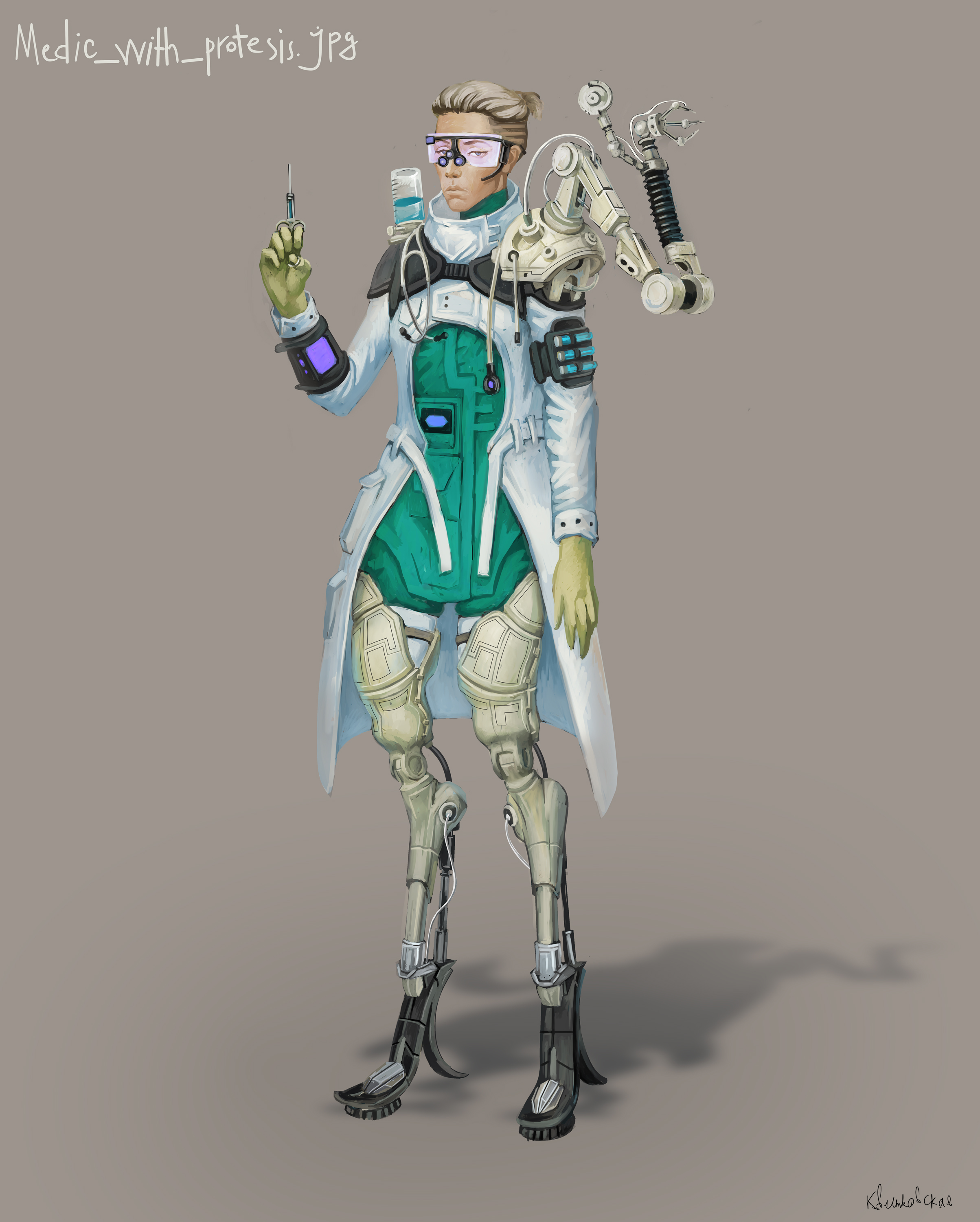 Medic with protesis