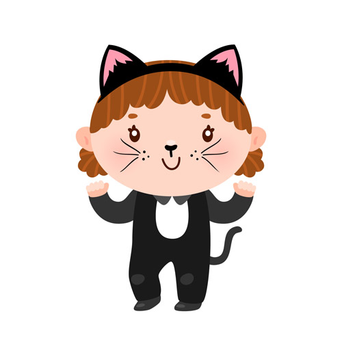 Girl in halloween costume cartoon character cat