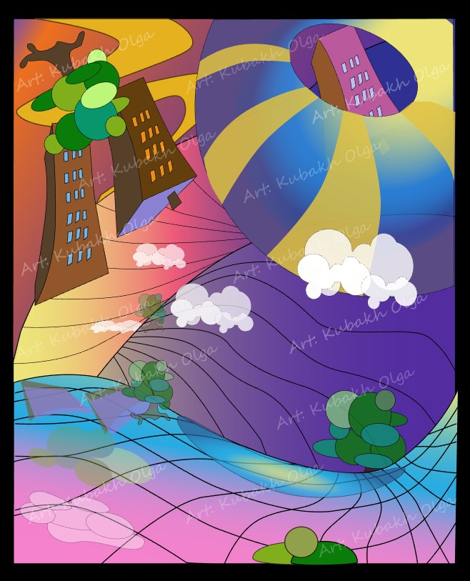 Fantasy urban landscape. open mind world.