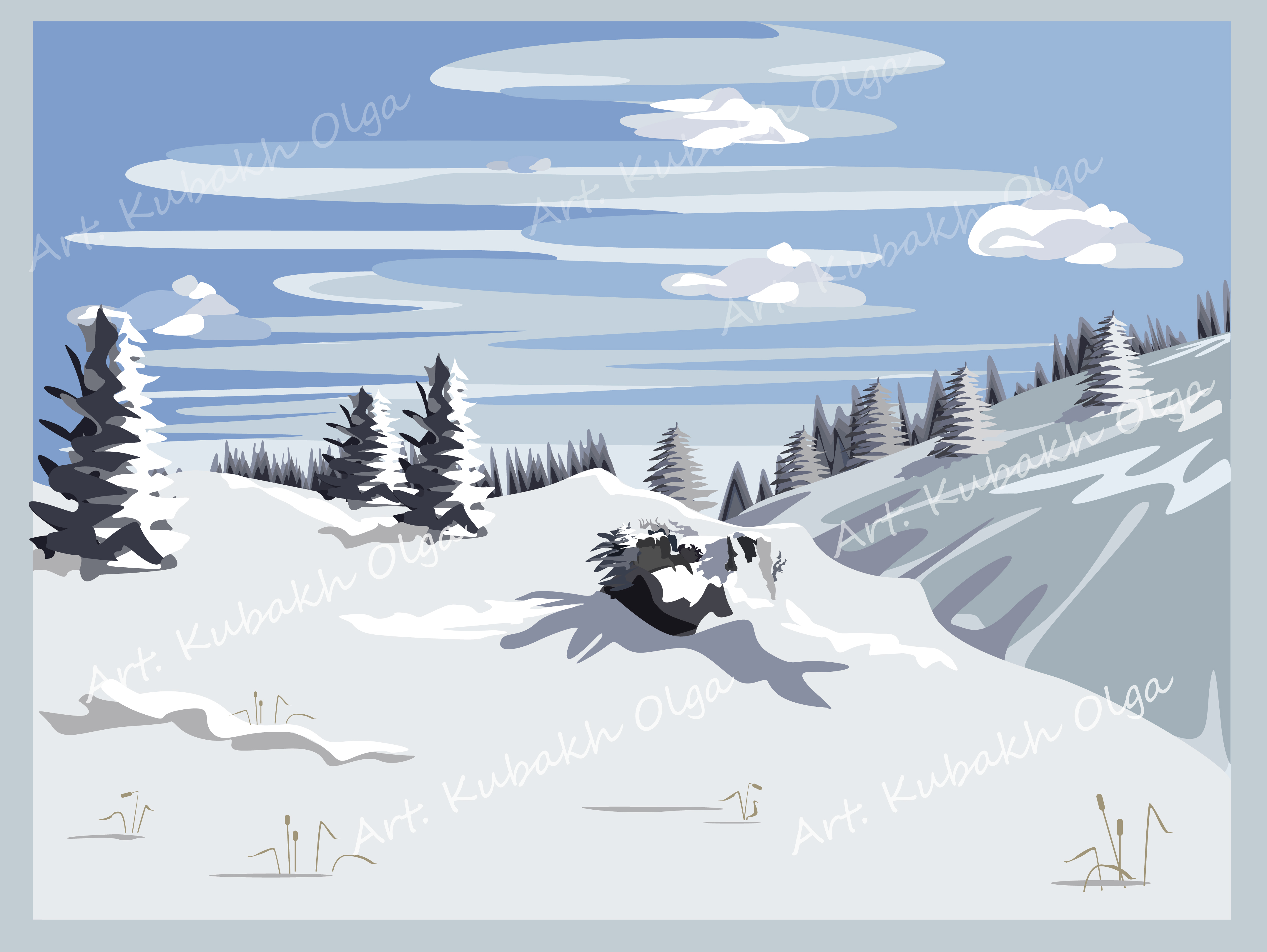 Winter. landscape. mountains.