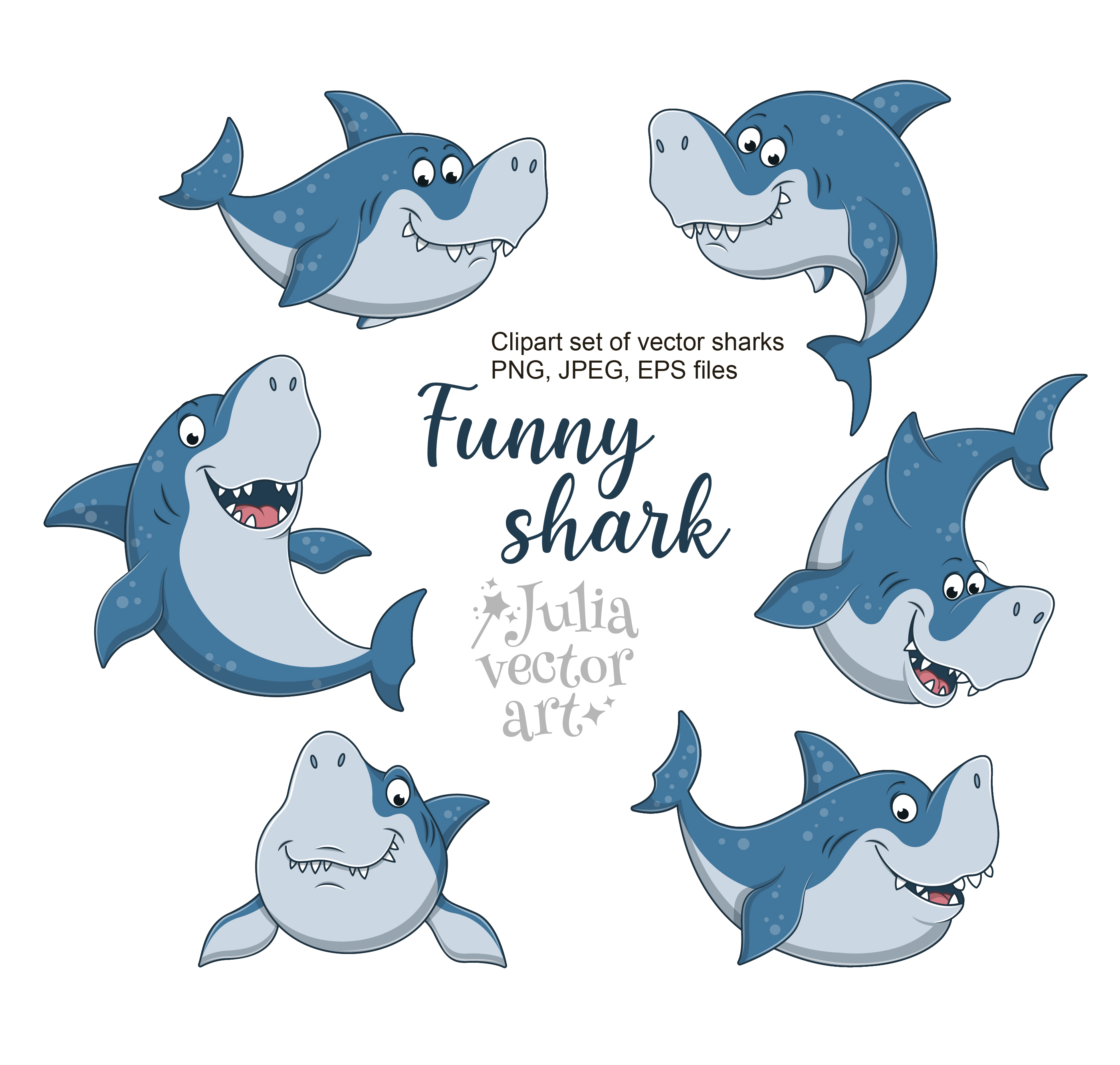 Shark with contour for etsy