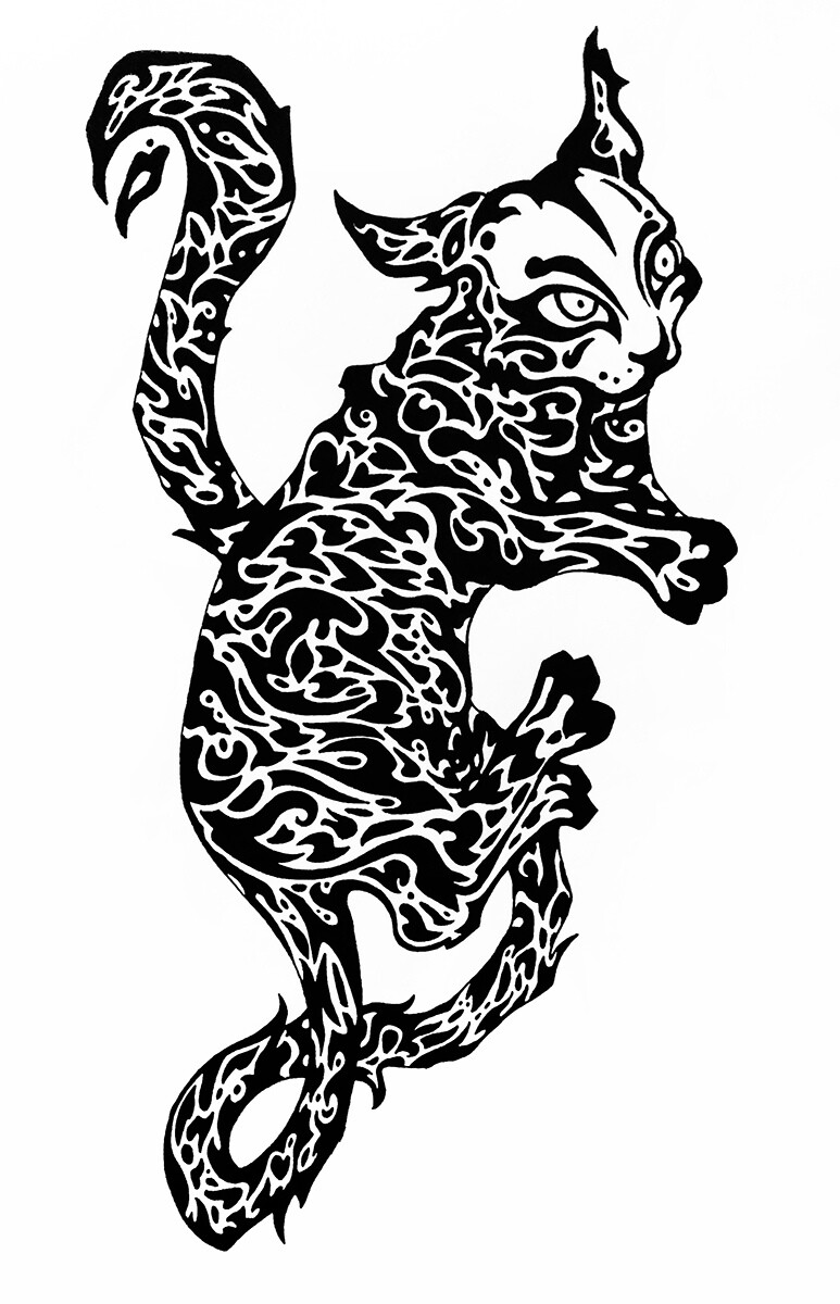 Elena kharlamova cat with long long tail