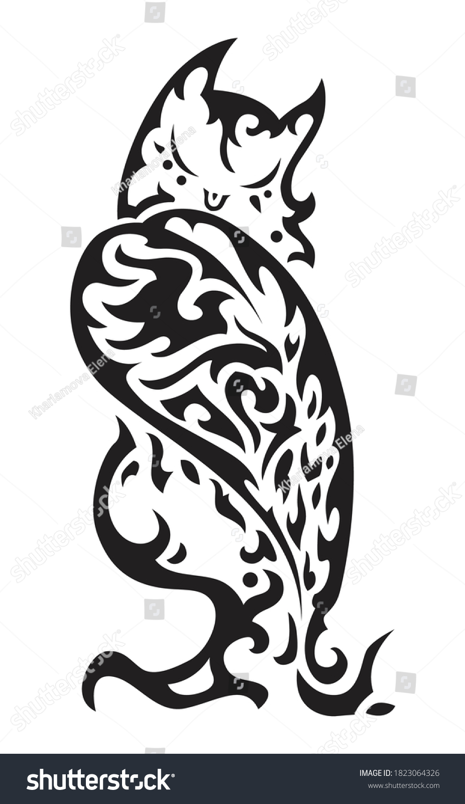 Stock vector vector stylized tattoo of owl 1823064326