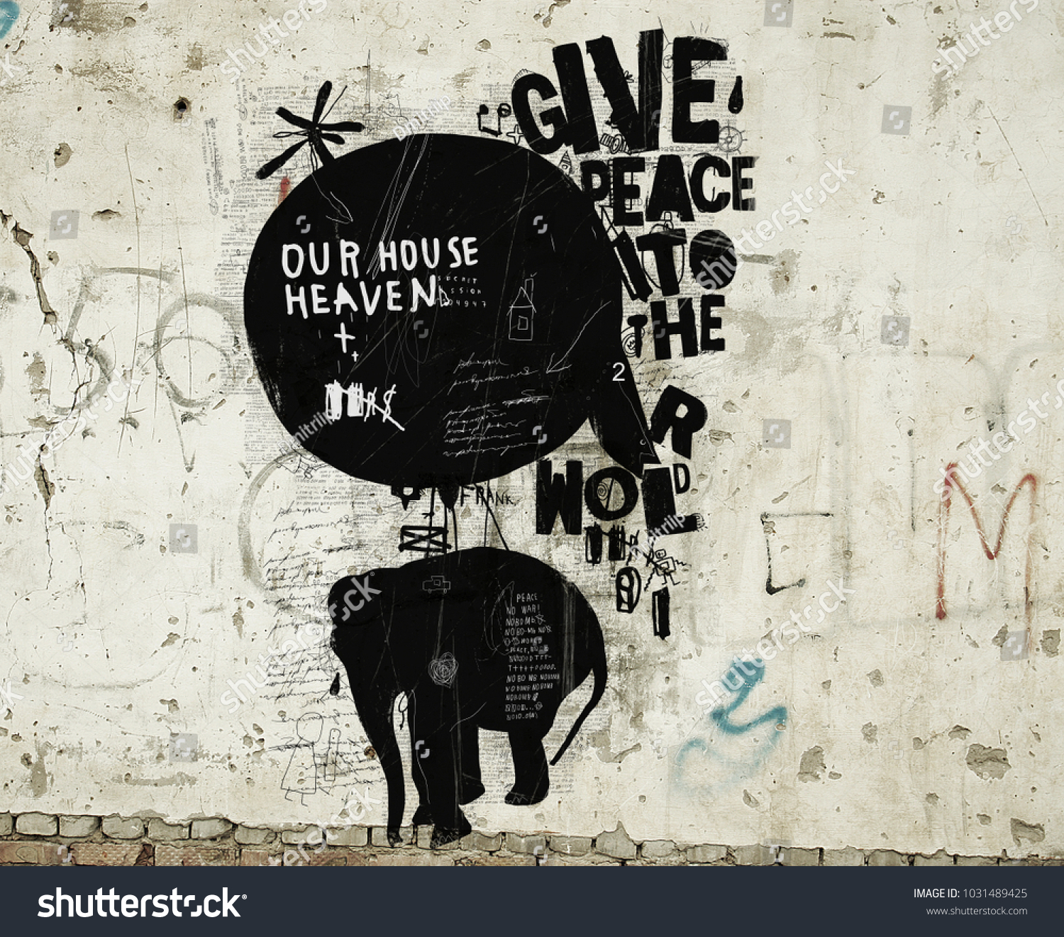 Stock photo symbolic image of an elephant that flies in a balloon 1031489425