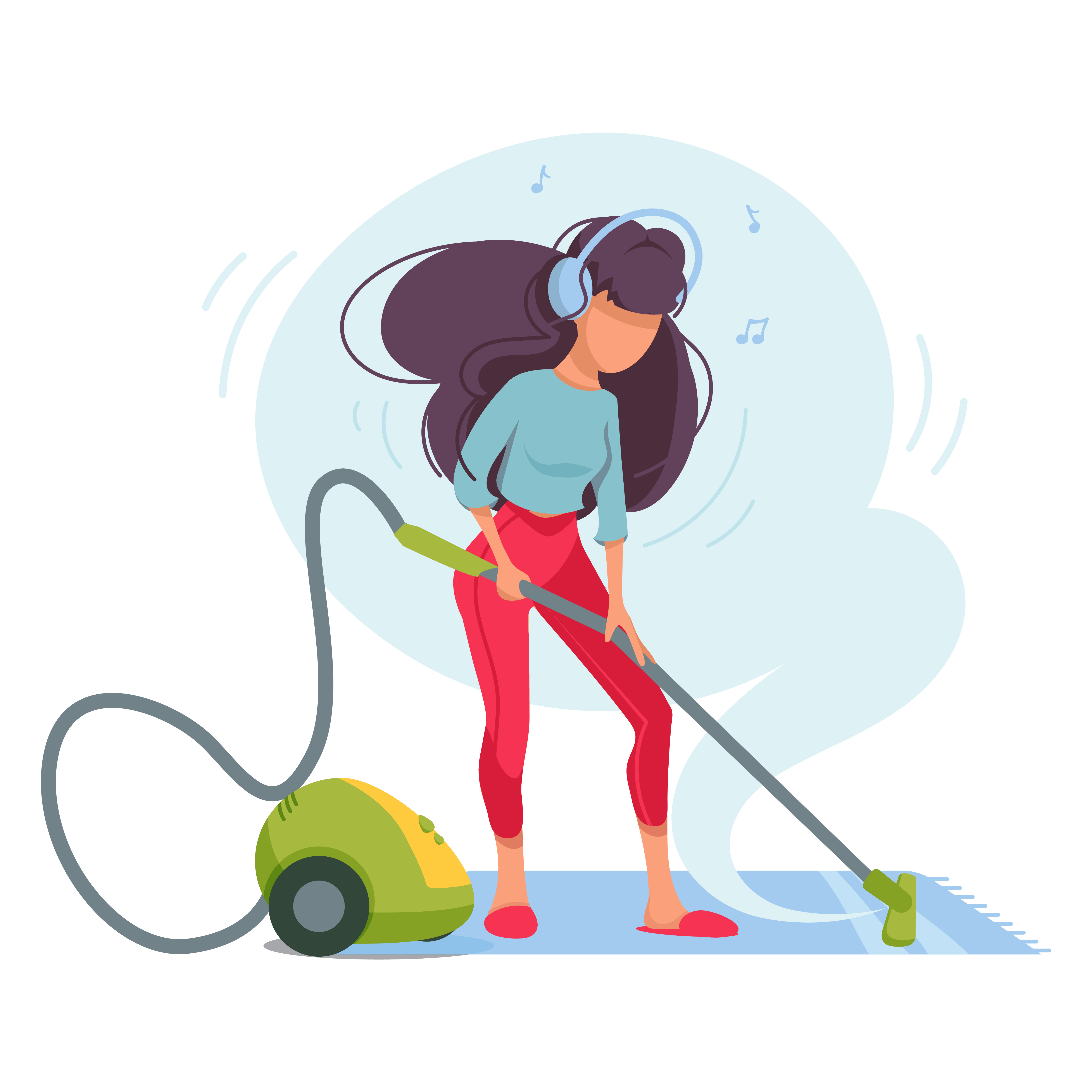 The woman is cleaning.