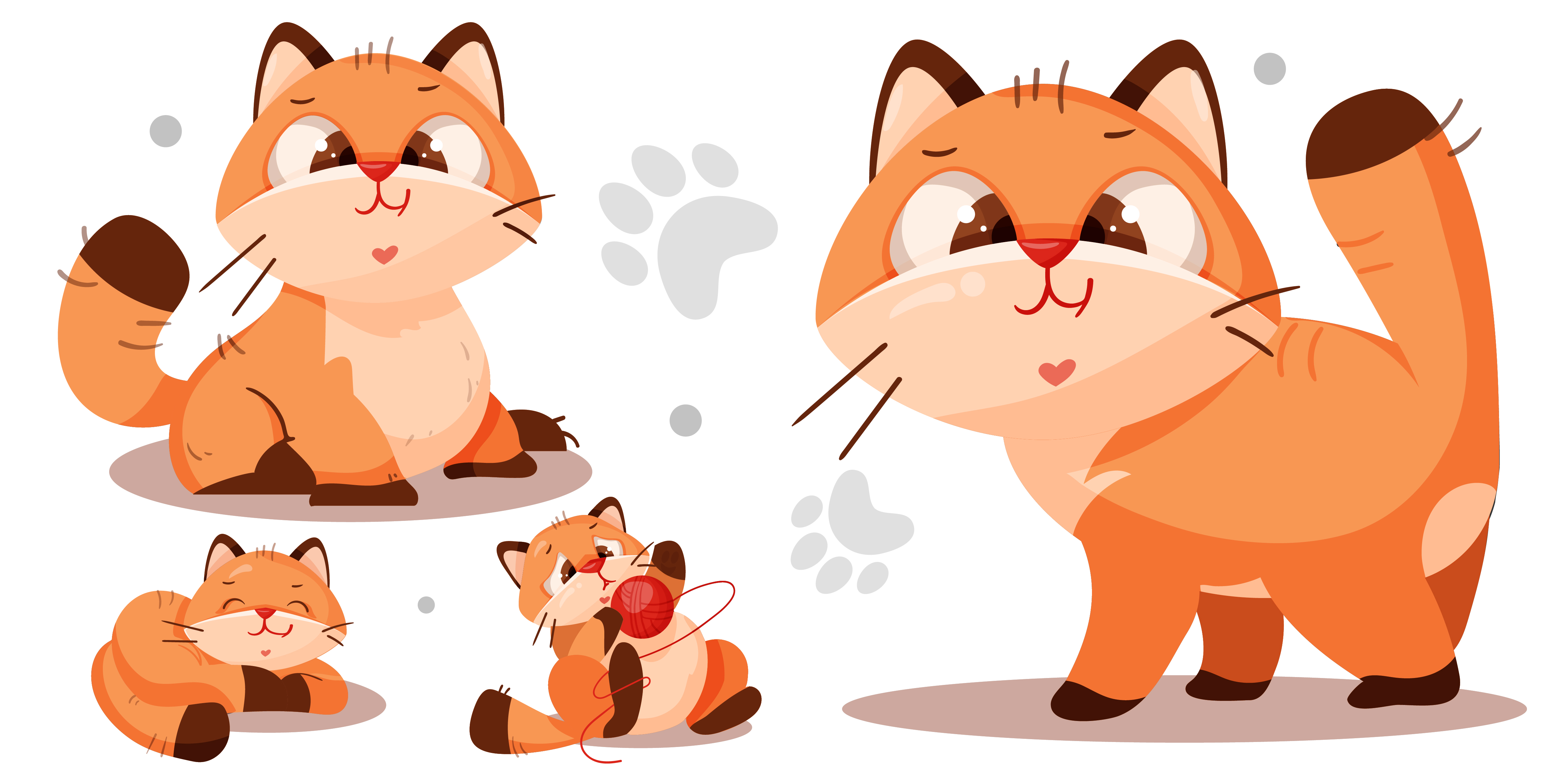 Set of red cat