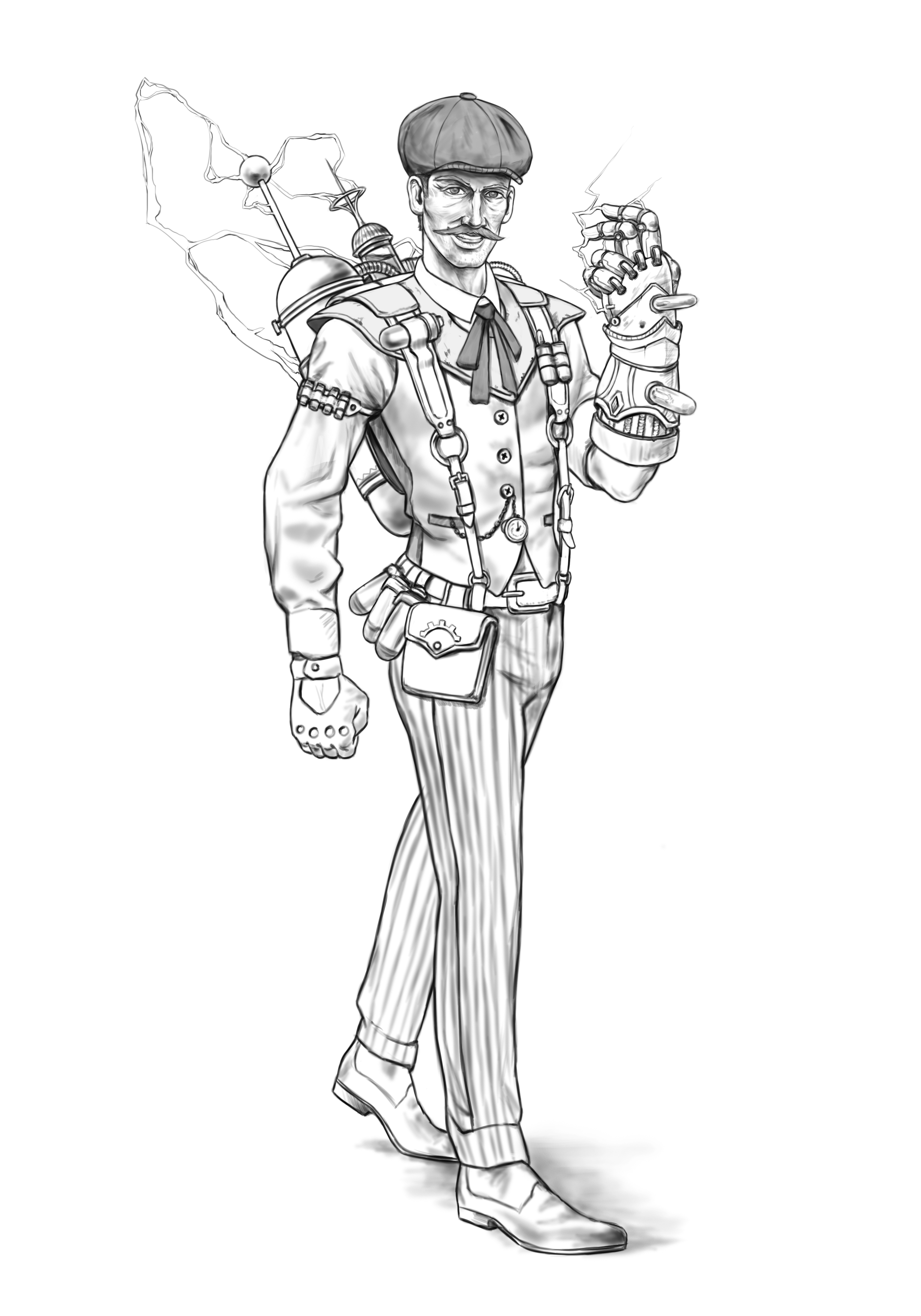 Magician steampunk electrician sketch
