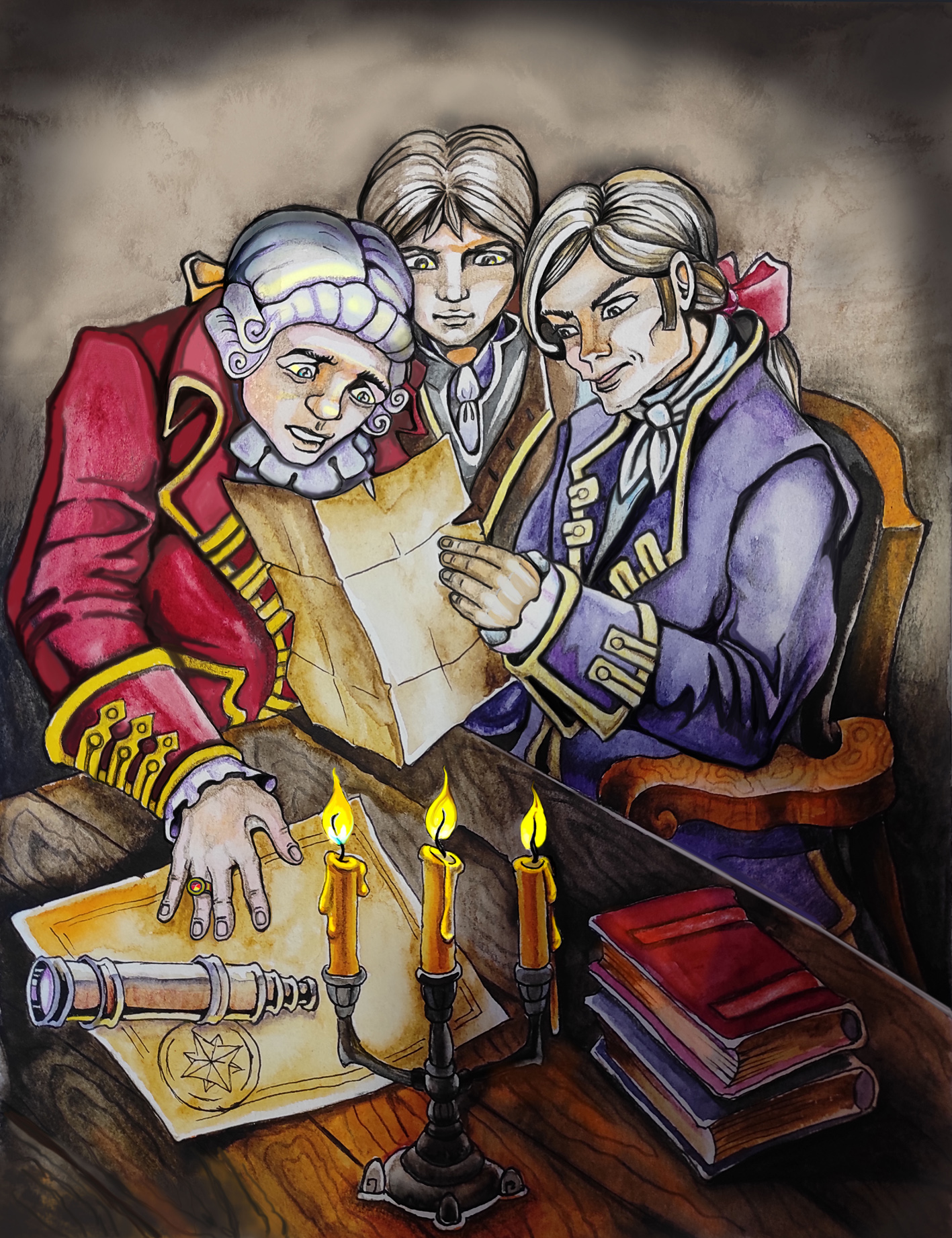 3.5 illustration for the book  treasure island  published by  foxton books 