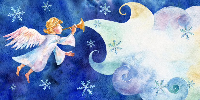Christmas angel card blue
