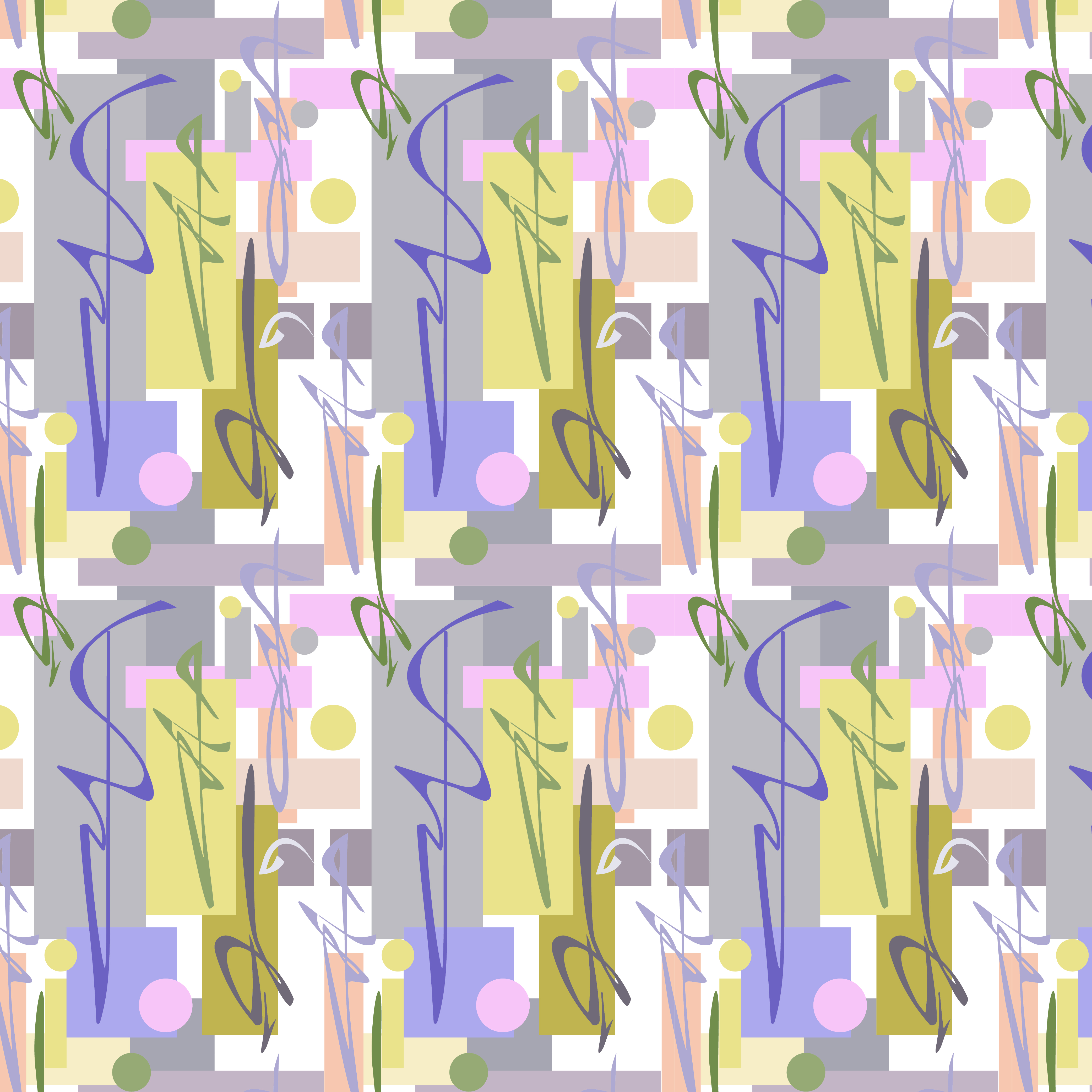 A pattern of rectangles and calligraphic figures
