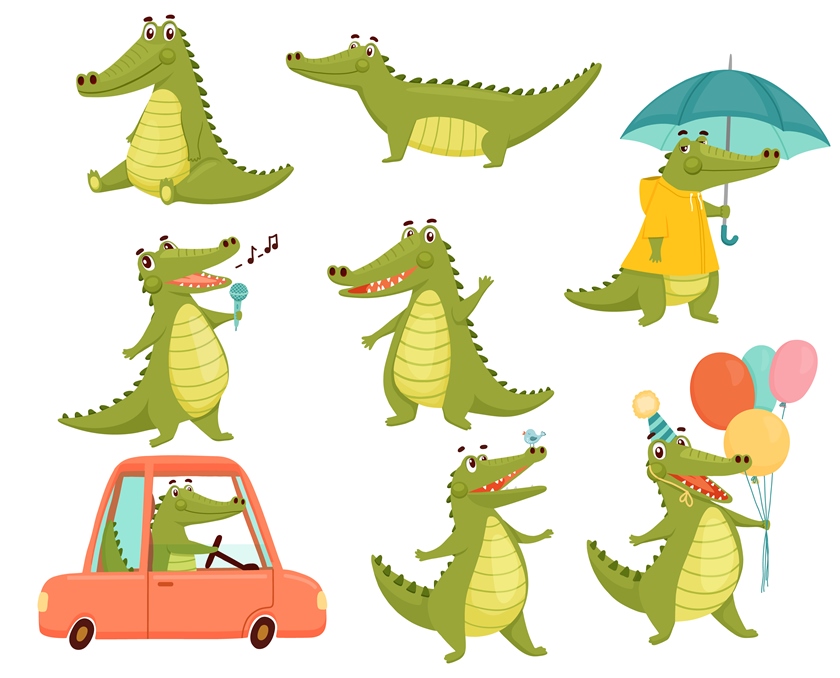 Crocodile vector set