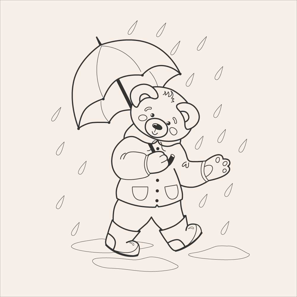 Cute bear 16 outline