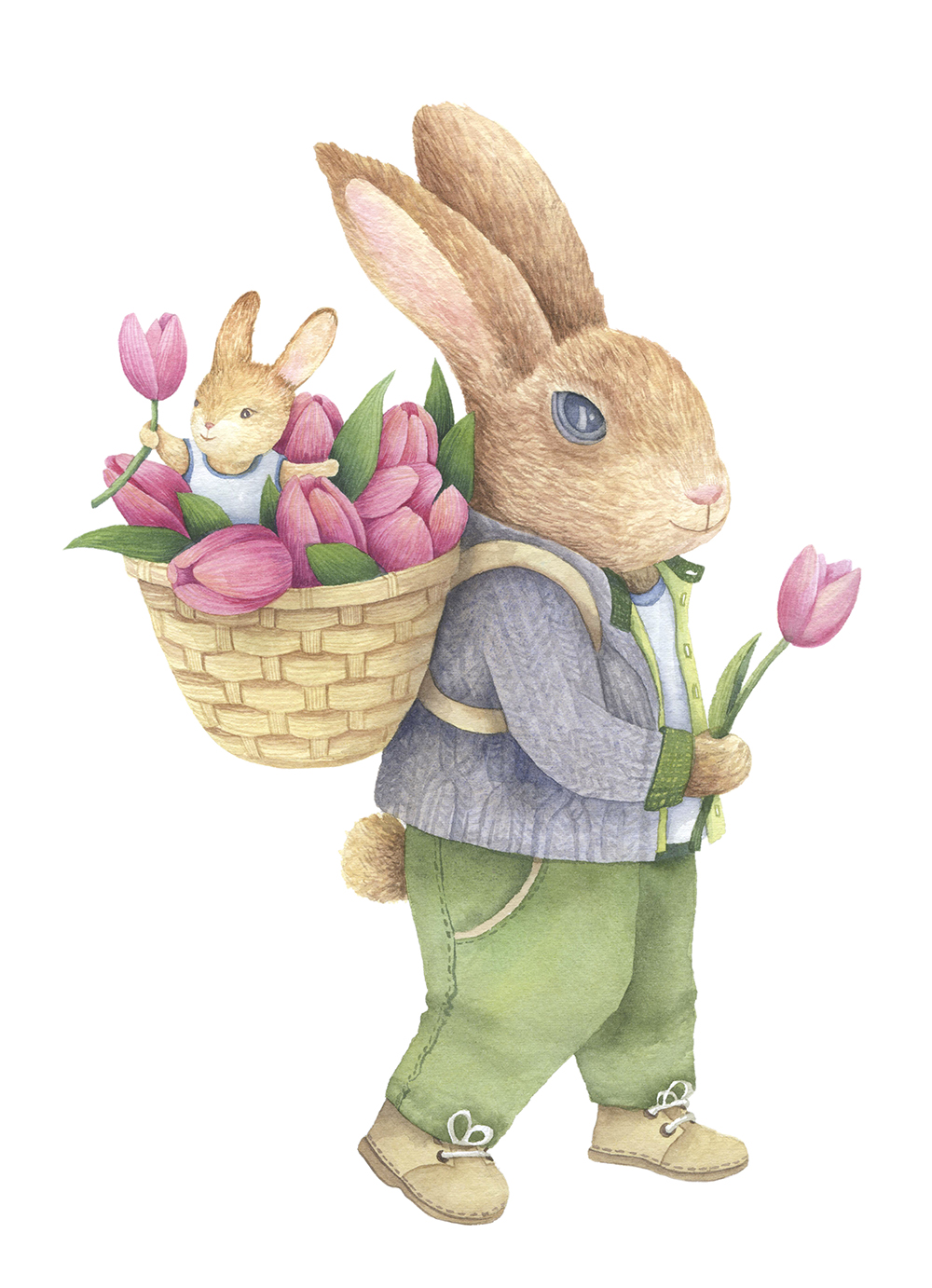 Hares and tulips