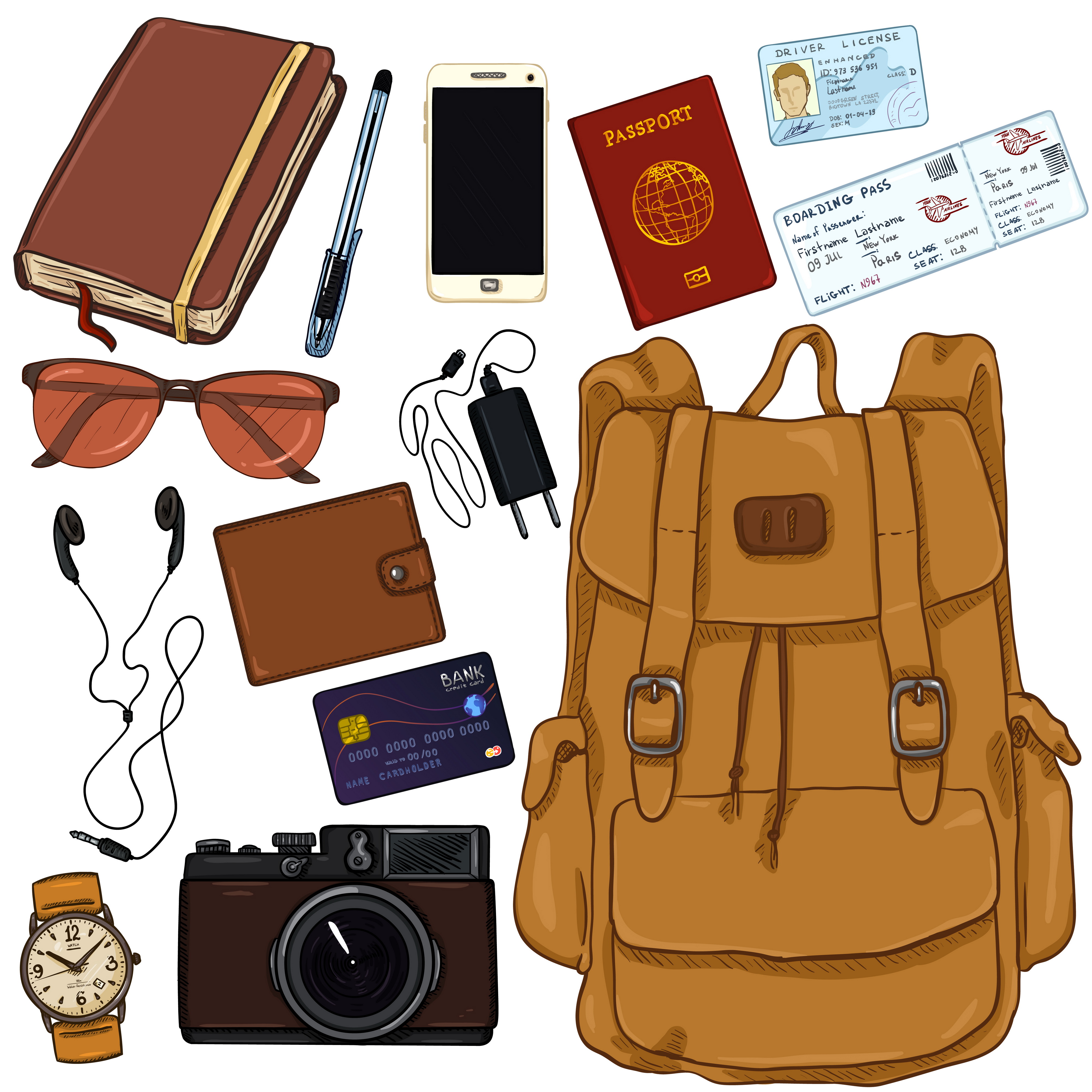 Travel set cartoon 04