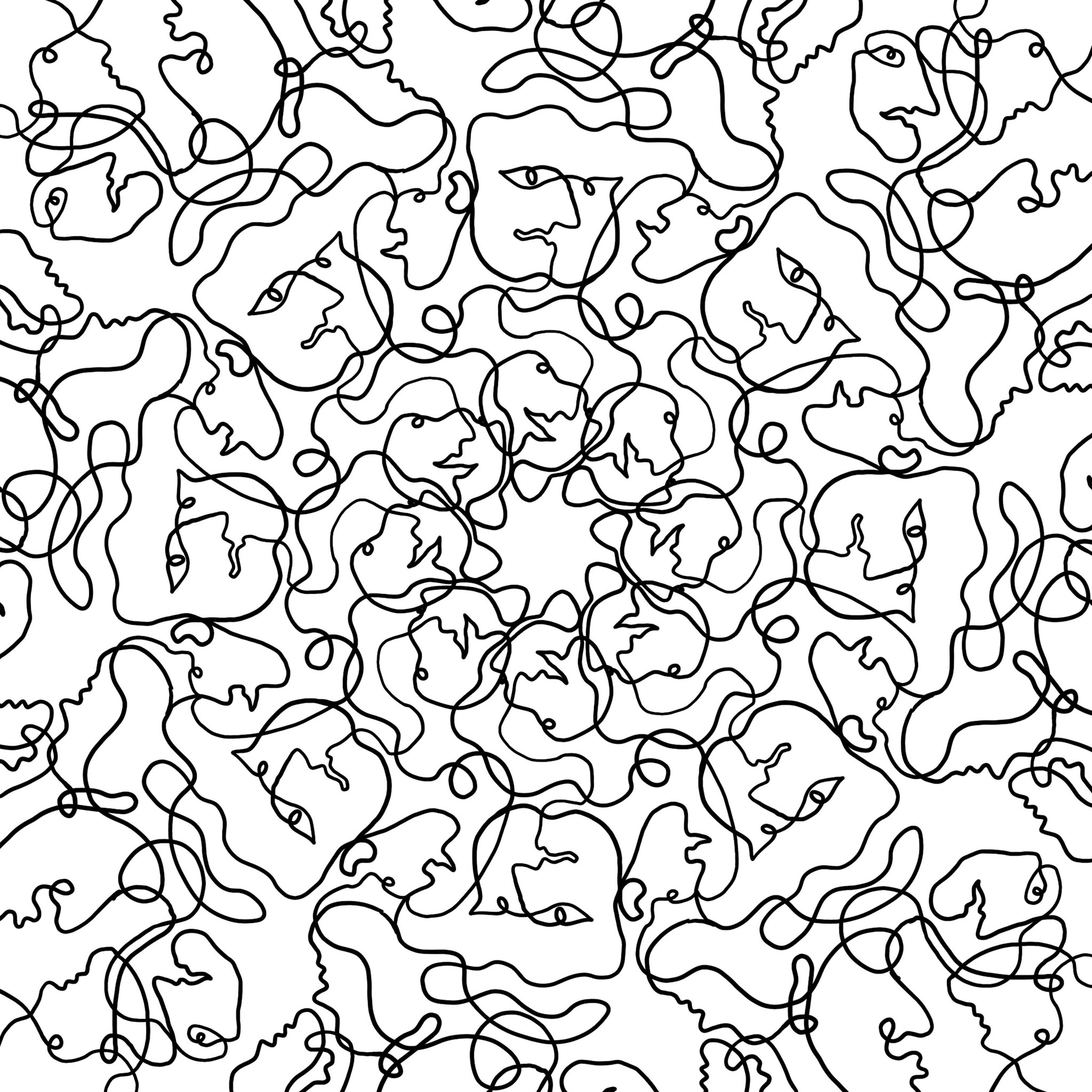 Coloring pages. coloring book for adults. coloring meditative magic faces pictures. freehand anti stress sketch with doodle and zentangle elements