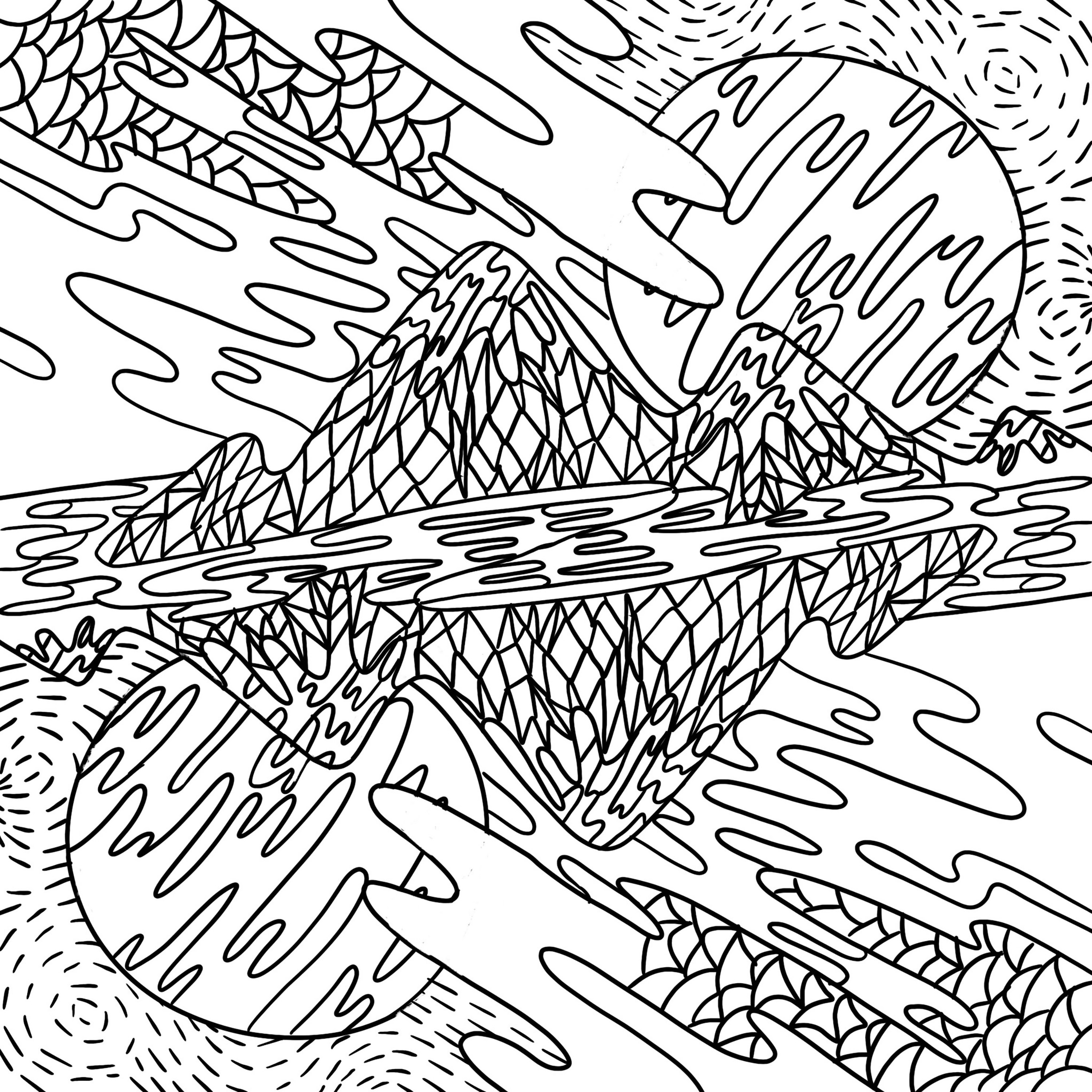 Coloring pages. coloring book for adults. coloring meditative magic mountain landscape  pictures. freehand anti stress sketch with doodle and zentangle elements