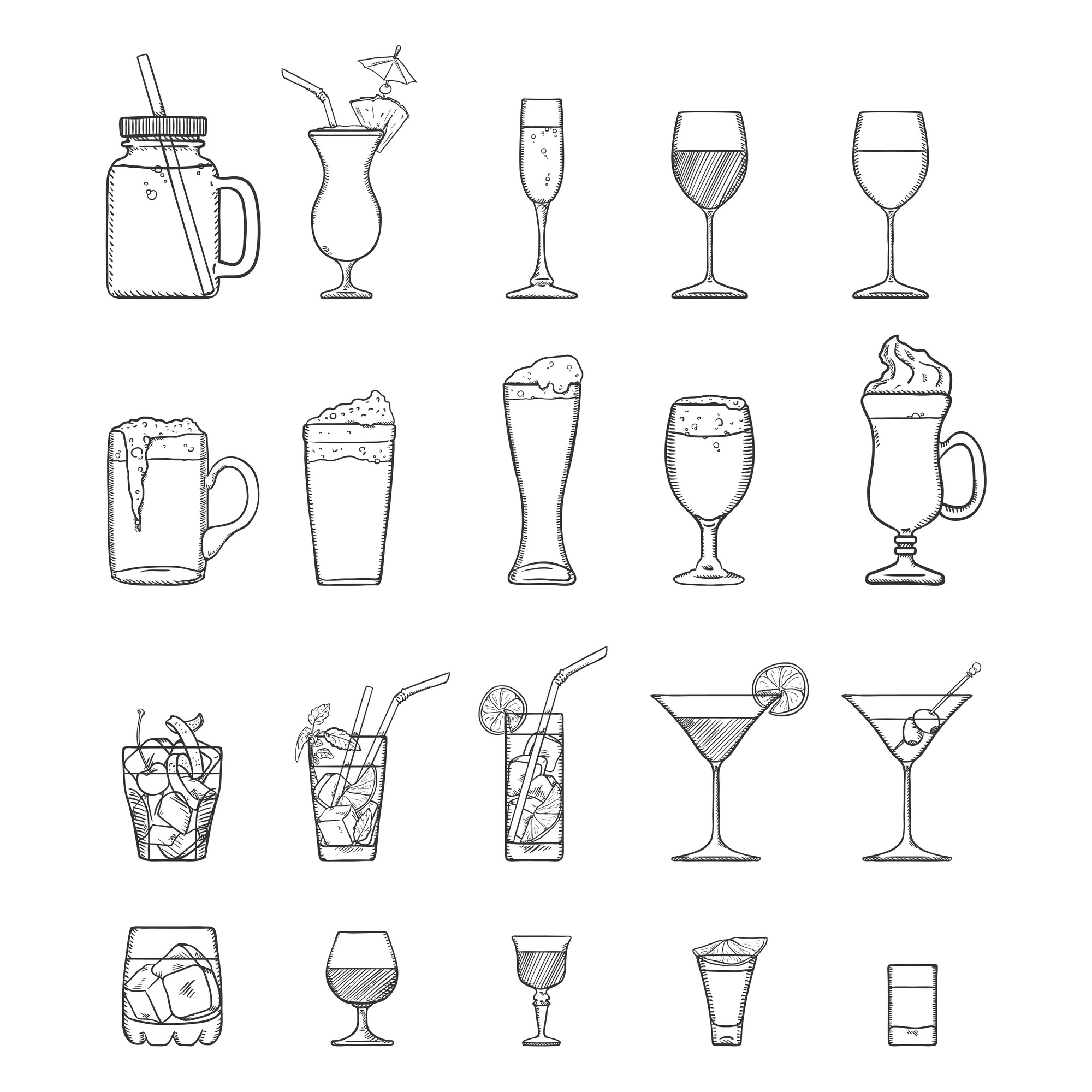  sketch cocktail and alcohol set