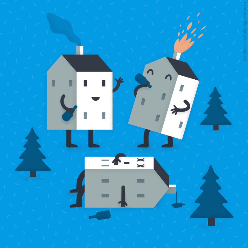 Vacation homes cartoon  richblackillustration