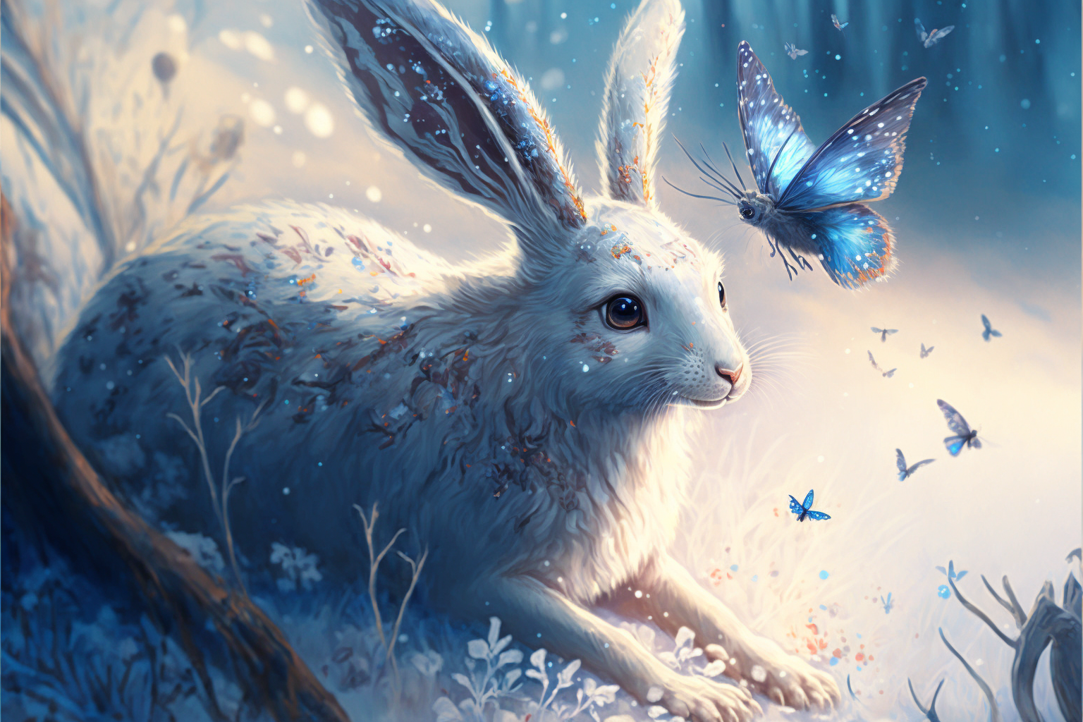 Anna z netkacheva white hare and fairy with butterfly wings dra 7ade35f8 4ecc 4417 ad9a 0f873f03e5d5