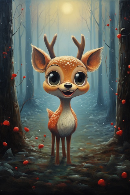 Deepambient1 fantasy cartoon a cute smiling reindeer with big e 3d4e5b03 e511 4916 9429 691d16b3847c