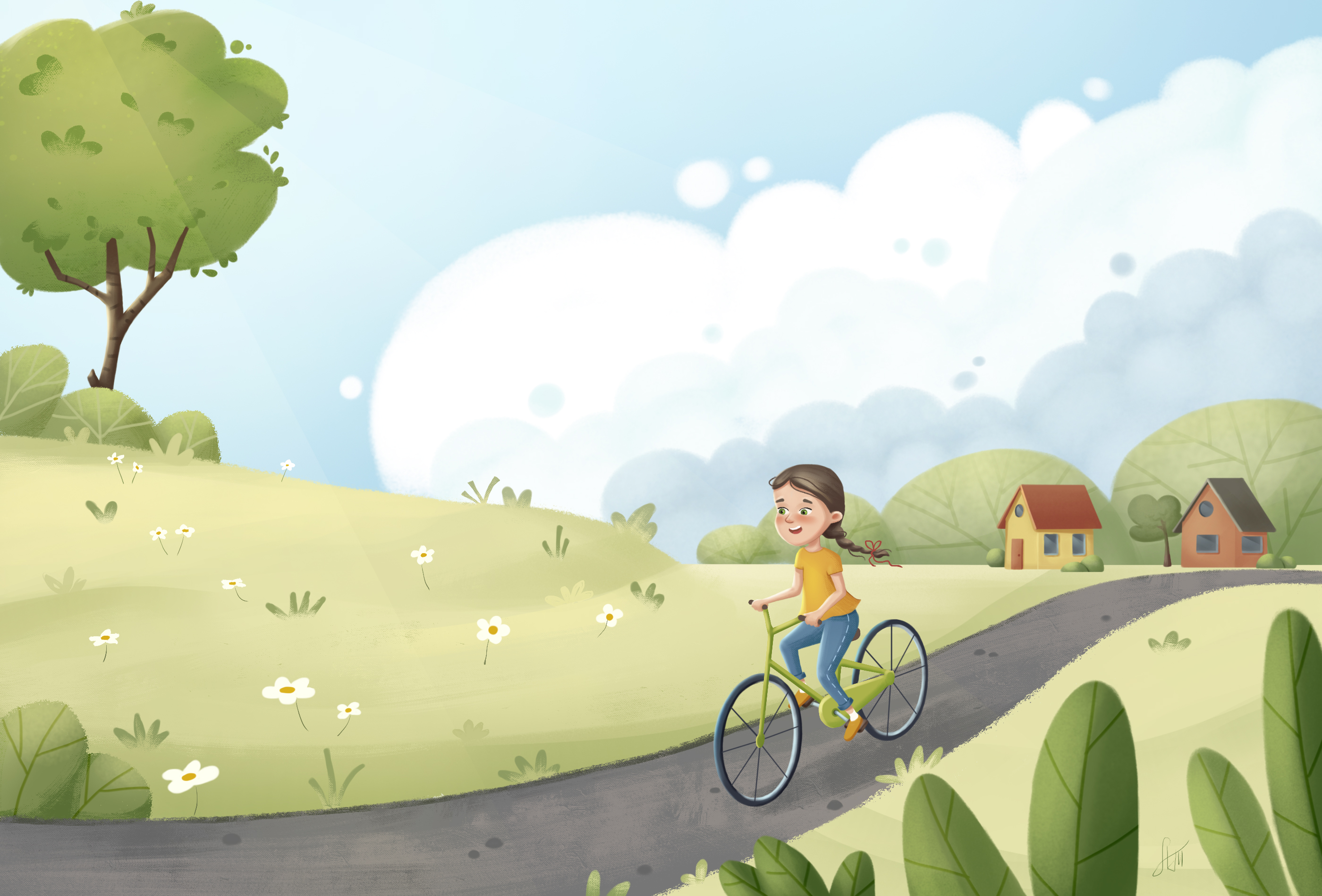 Kid riding bicycle
