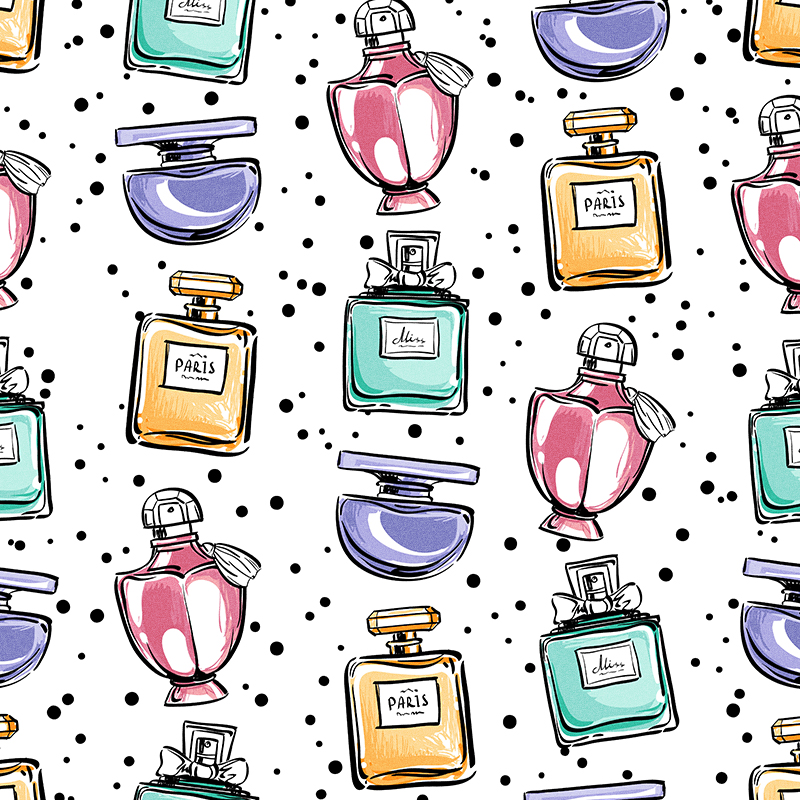 Perfum bottles and black dots