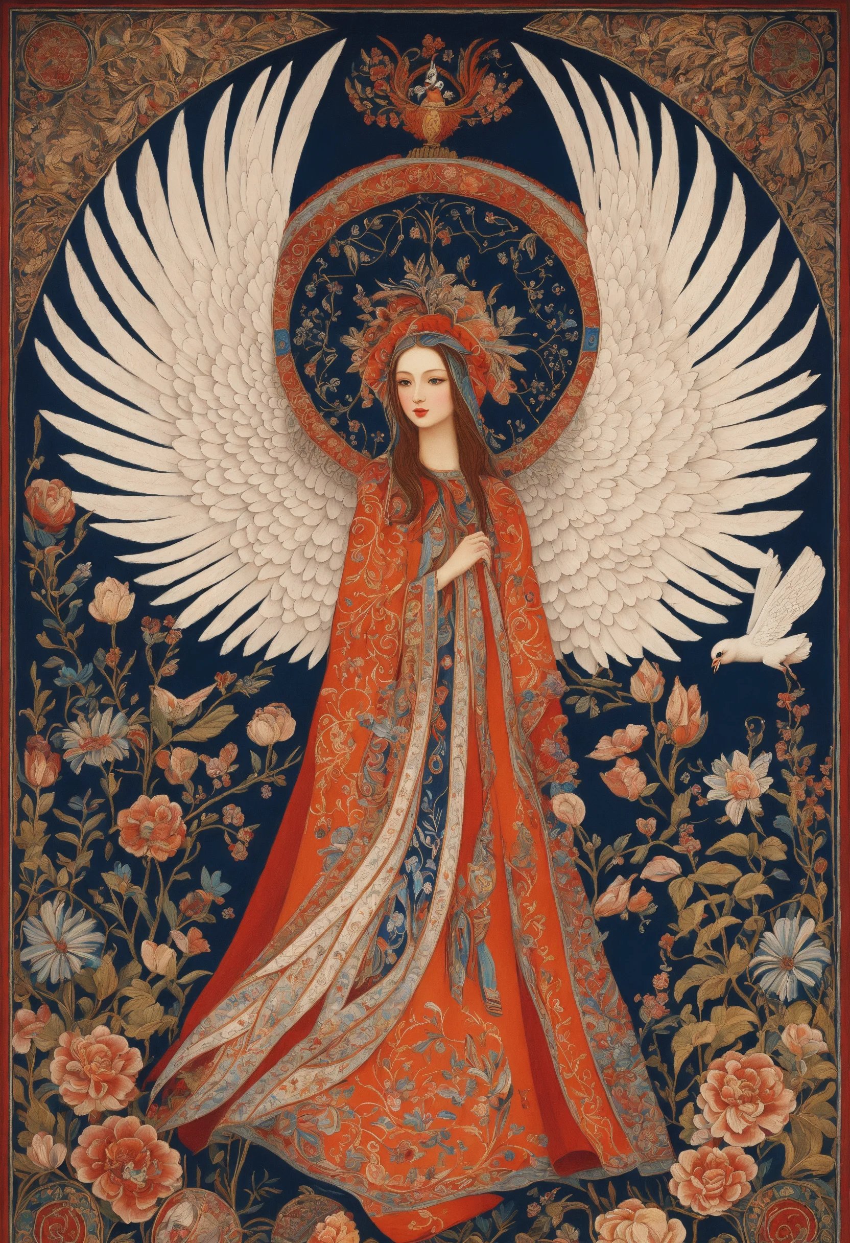 Magical white bird with big wings bird body in whi 19 