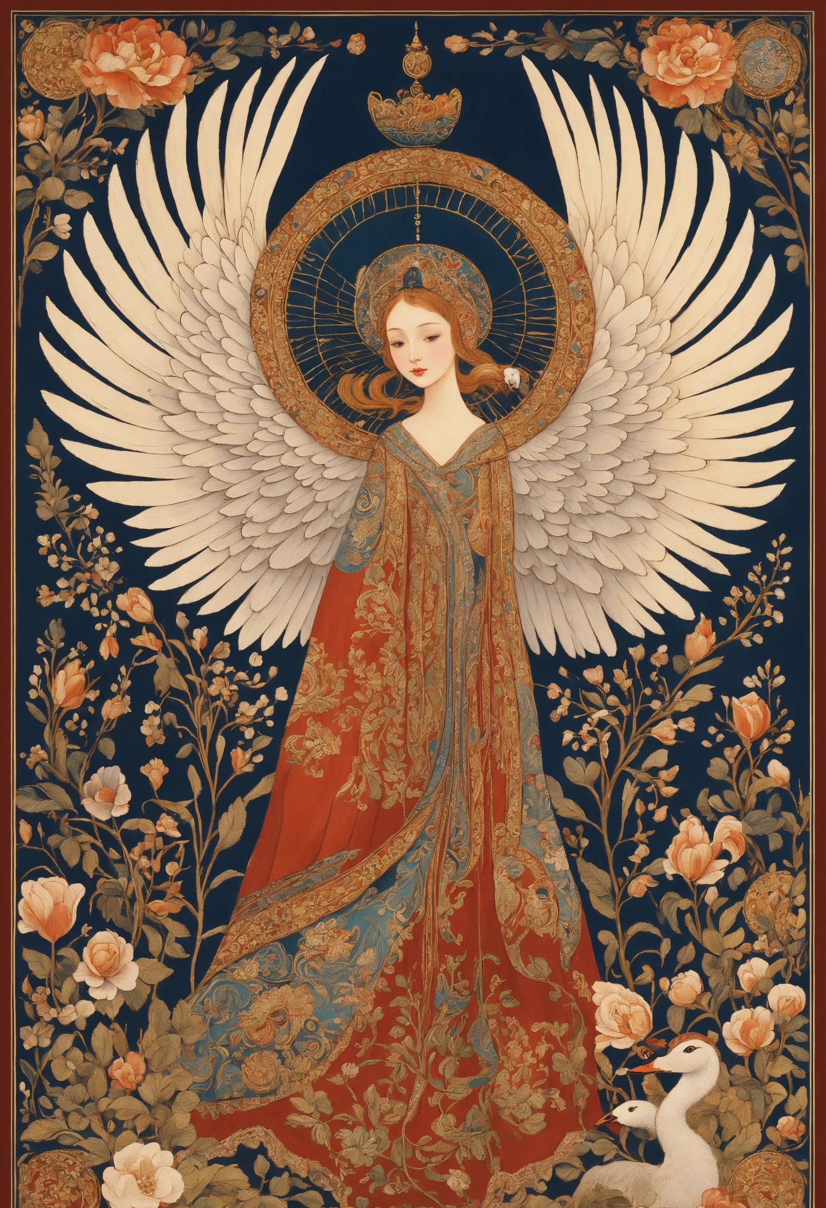Magical white bird with big wings bird body in whi 17 