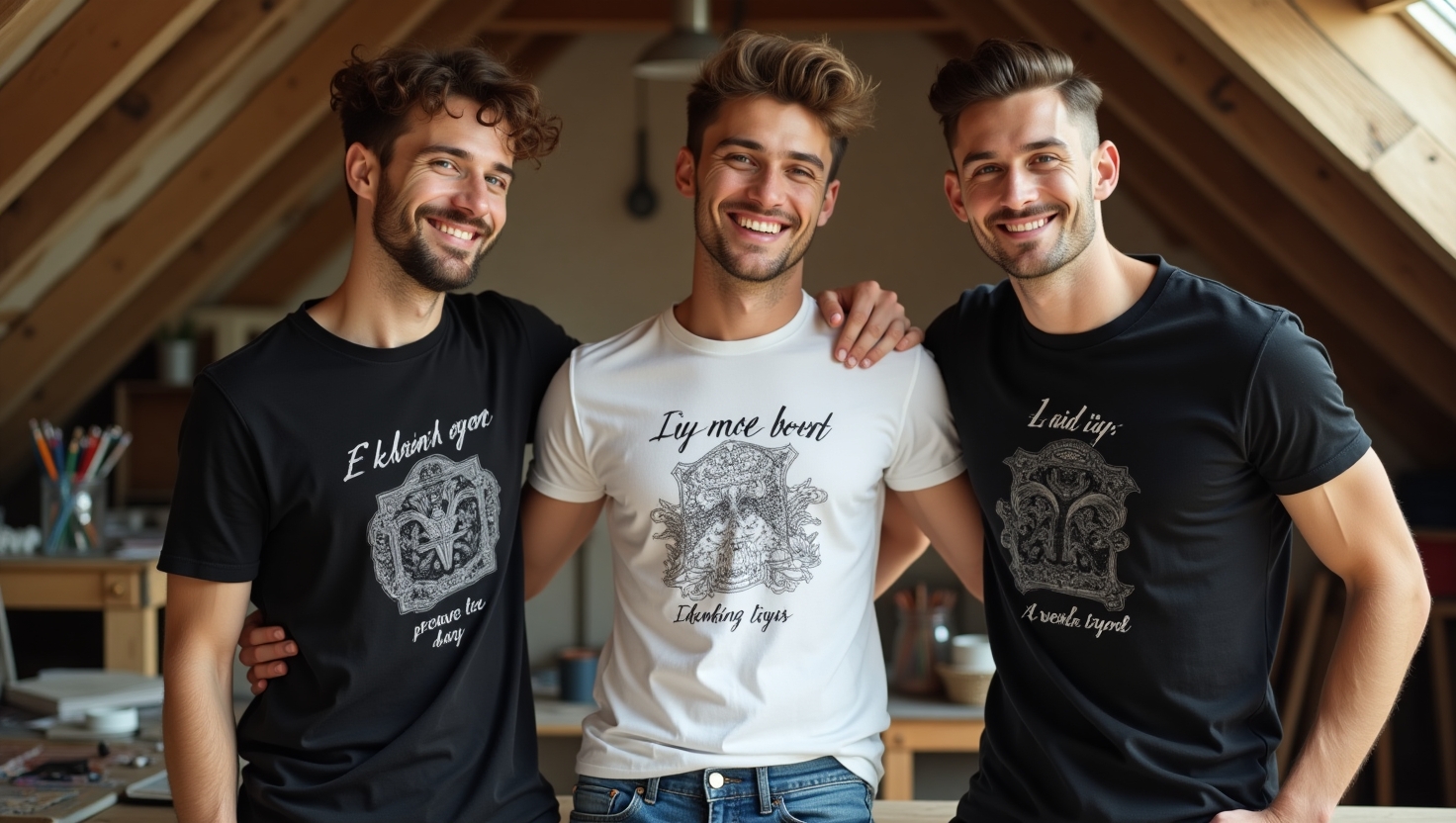 Flux dev men 2025 years old in fashionable stylish tshirts whi 0