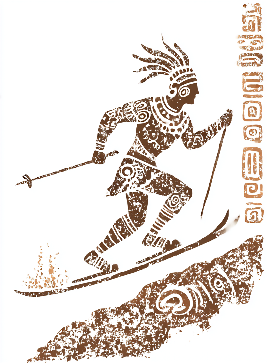 Paveluvarov. a running skier in the style of a mayan rock pai 3ebe87e4 6e77 44ac 9cc8 0a0cc01a1071 0