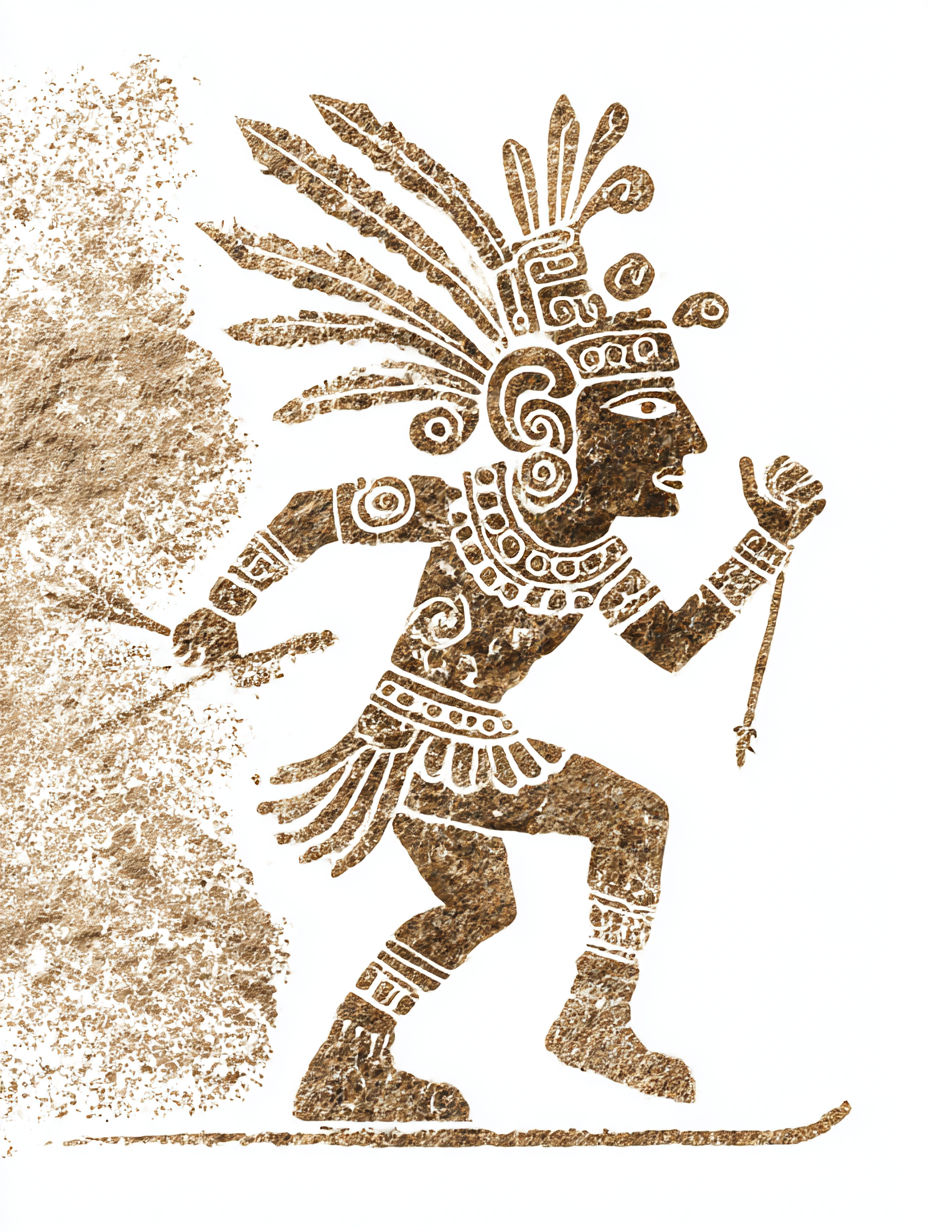 Paveluvarov. a running skier in the style of a mayan rock pai 3ebe87e4 6e77 44ac 9cc8 0a0cc01a1071 1