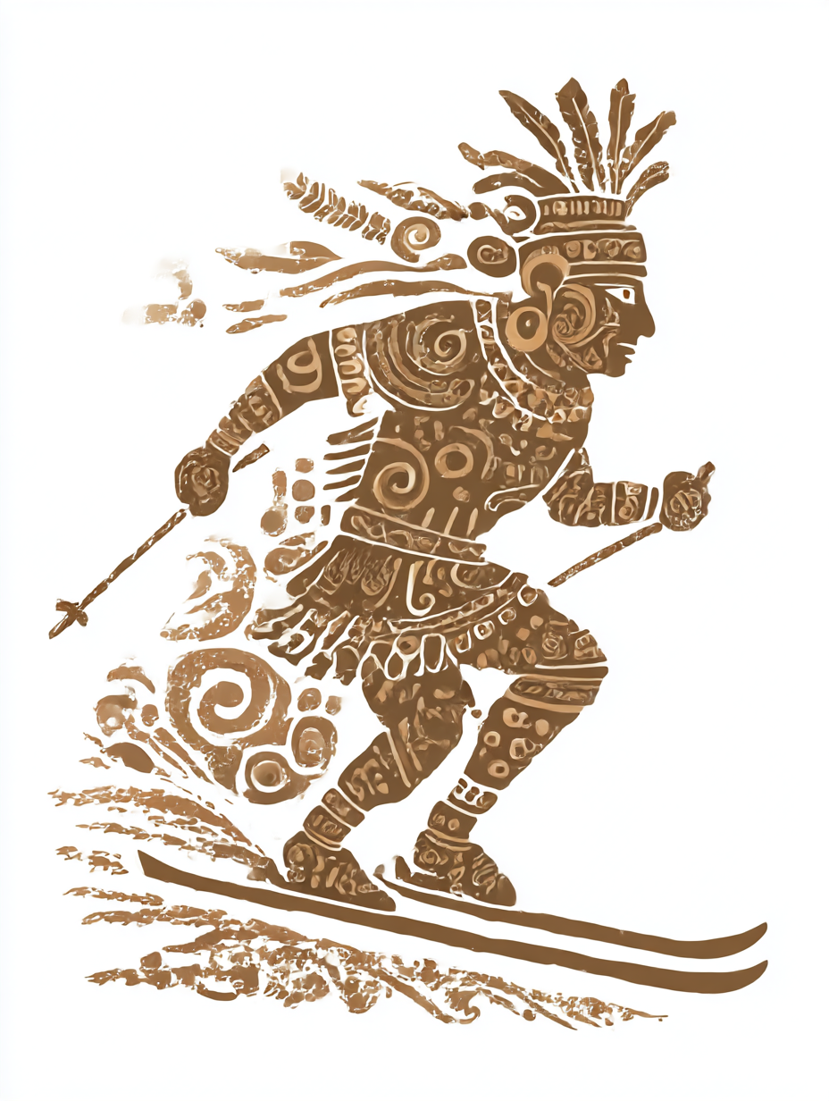 Paveluvarov. a running skier in the style of a mayan rock pai 3ebe87e4 6e77 44ac 9cc8 0a0cc01a1071 2