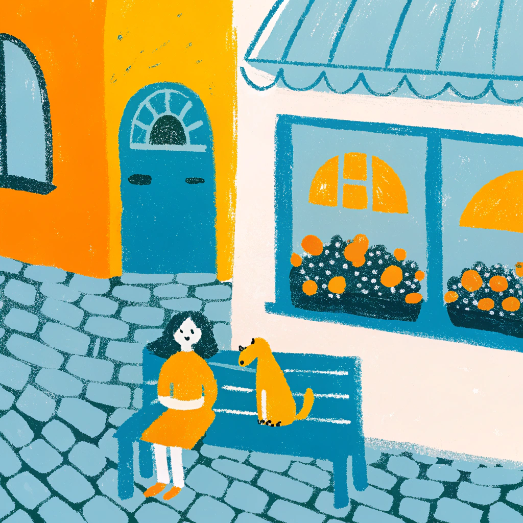 Cute town street with little shop high details    