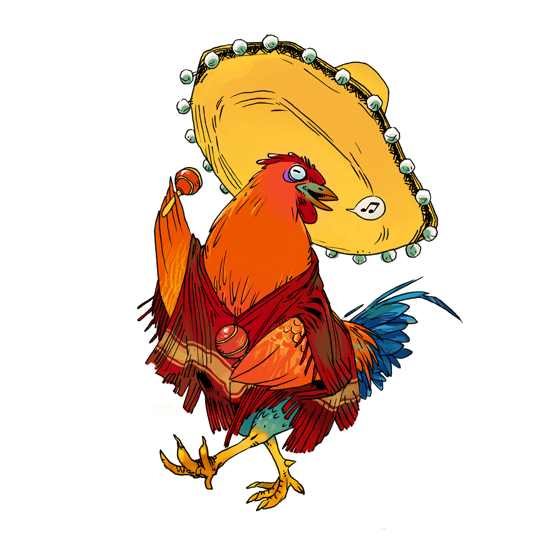 Rooster poncho sombrero copy