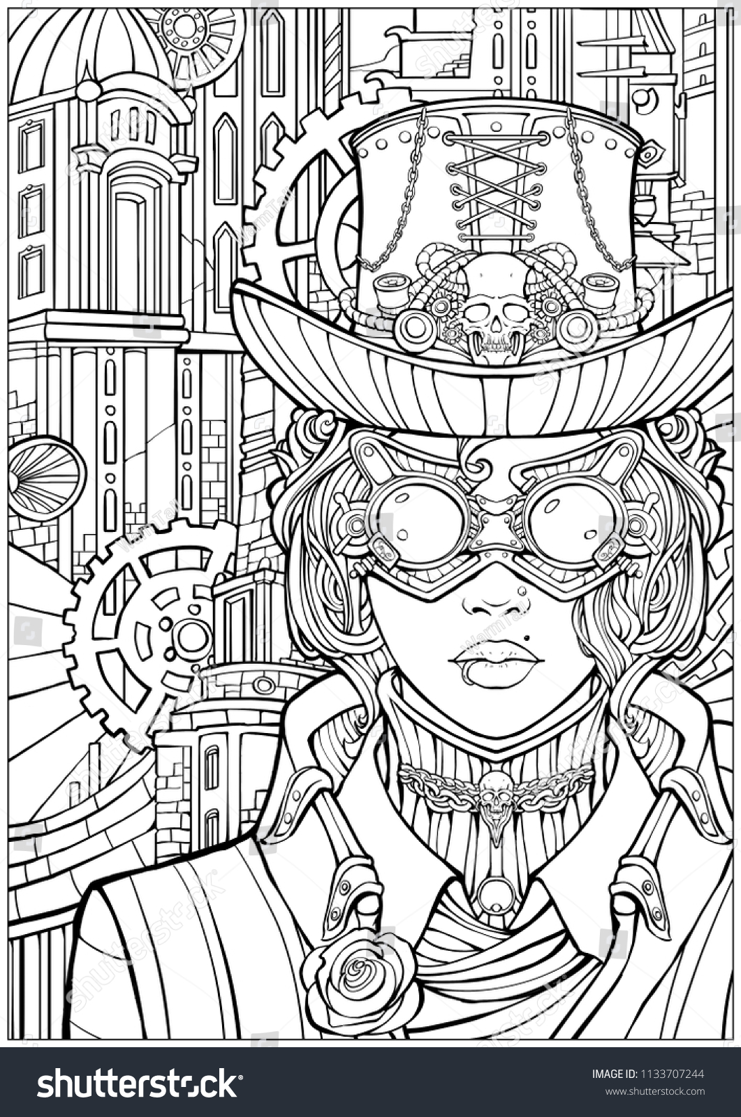 Stock photo girl in a steampunk style suit 1133707244