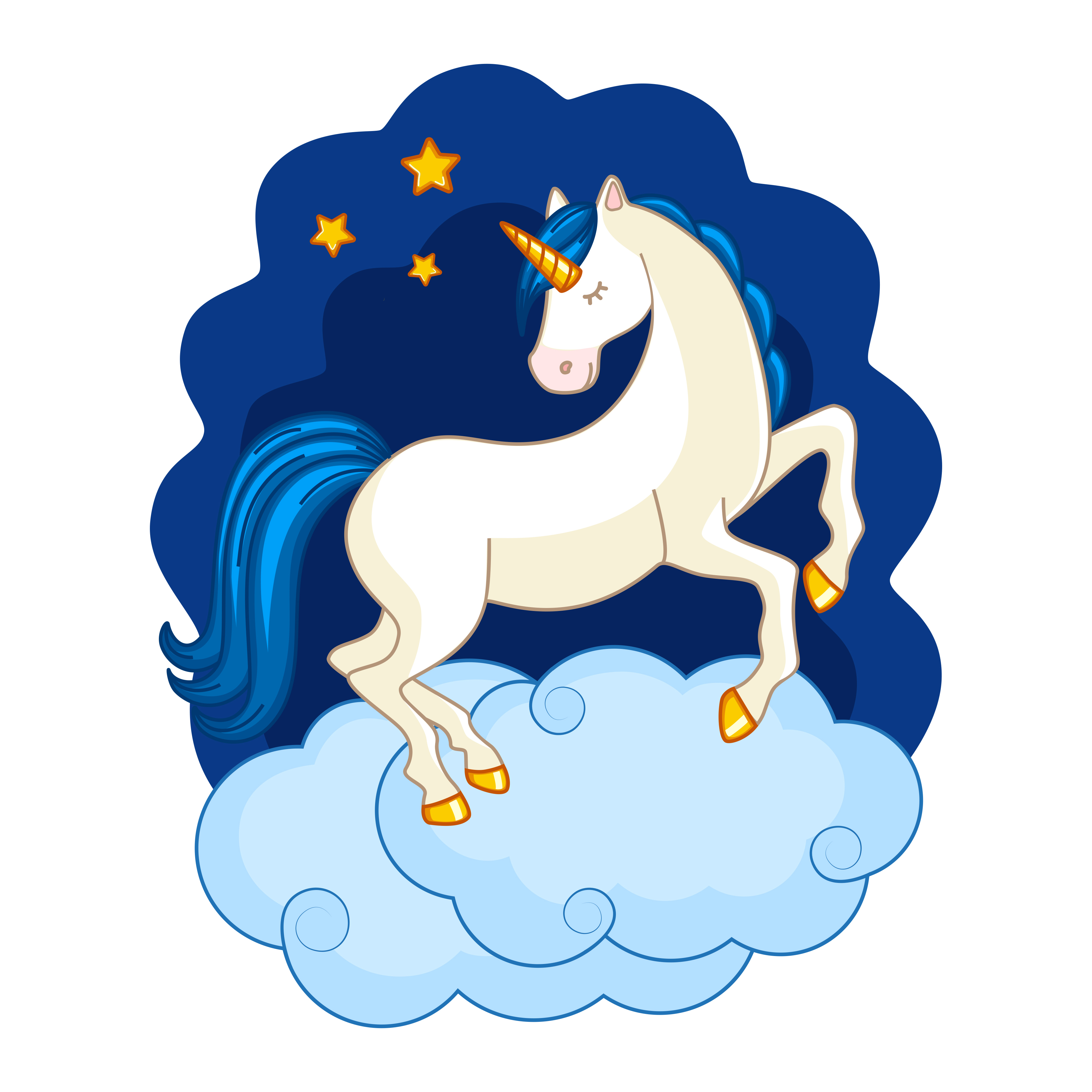 Sleeping unicorn on the background of stars