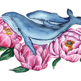 whale and peony