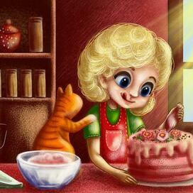 поваренок дарит торт