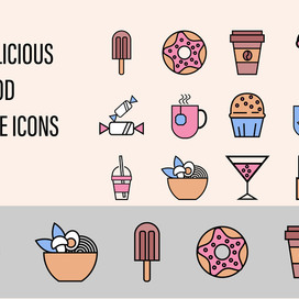 Delicious food line icons 