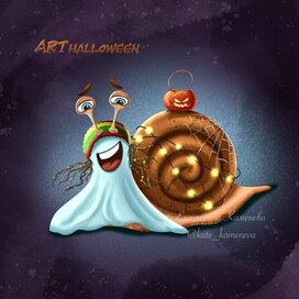 Snail in a Halloween costume