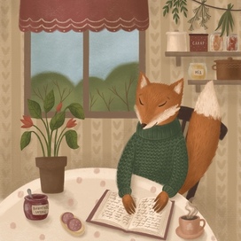 Fox reading a book