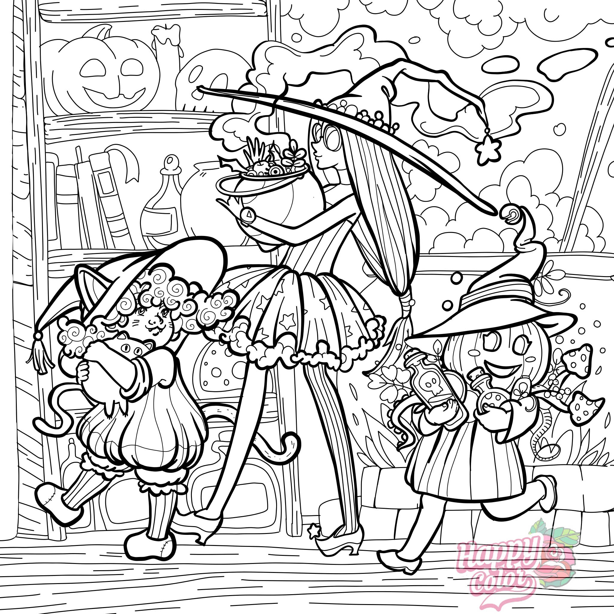 coloring book, illustration, halloween