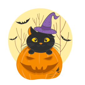 Cat in a pumpkin