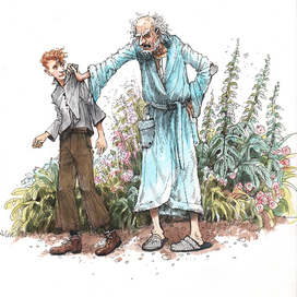 Screensavers for the book .Philippa Pierce." Treasures hidden on this river". Old Mr. Seymour and Adam.