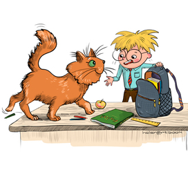 Boy and cat