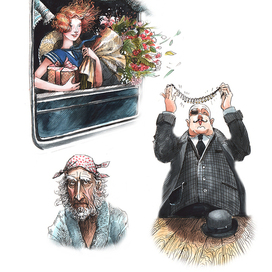 Screensavers for the book .Philippa Pierce." Treasures hidden on this river". Old Mr. Seymour; Mr. Smith and Betty Seymour.